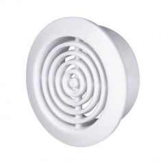 Set 4 Grile de Aerisire Karro, 45/52 mm, Plastic Alb, Set Grile Rotunde Ventilatie, Rama de Ventilare, Grila cu Plasa de Aerisire, Grile Rotunde de Ae