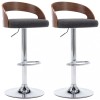 Scaune de bar 2 buc. gri inchis, material textil &amp; lemn curbat