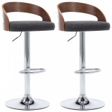 Cumpara ieftin Scaune de bar 2 buc. gri inchis, material textil &amp; lemn curbat