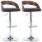 Scaune de bar 2 buc. gri inchis, material textil &amp; lemn curbat