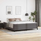 VidaXL Cadru de pat cu saltea Gri 200 x 200 cm Piele artificială