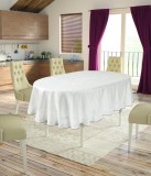 Față de masă impermeabila, rotunda, Valentini Bianco, Model Jackline Olive 160 cm, culoare Crem