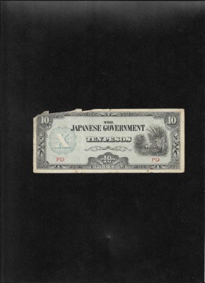 Filipine Ocupatie Japoneza 10 pesos 1942 PD uzata graffiti foto