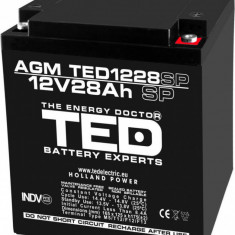 Acumulator AGM VRLA 12V 28A dimensiuni speciale 165mm x 125mm x h 175mm M6 TED Battery Expert Holland TED003430 (1) SafetyGuard Surveillance