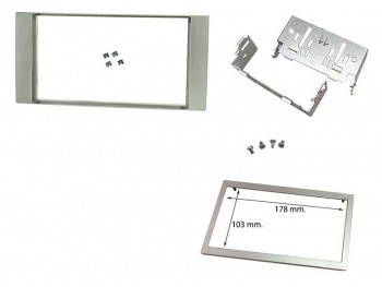 Cadru radio 2DIN cu console metalice + rama radio (173&times;103 mm) Ford 2005- argintiu