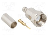 Conector F mufă tată drept 75&Omega; crimpat PTFE aurit AMPHENOL RF