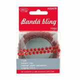 Banda Bling Autoadeziva DACO, Lungime 90 cm, 1 Rola/Set, Culoare Rosie, Banda Pietricele, Banda Margelute, Pietricele Colorate, Accesorii Craft, Acces