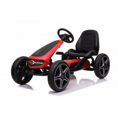 Kinderauto GO Kart cu pedale de la Mercedes, roti cauciuc solid, scaun reglabil, centura de siguranta Rosu