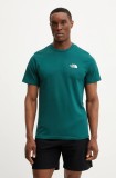 The North Face tricou Simple Dome barbati, culoarea verde, uni, NF0A87NG6GI1
