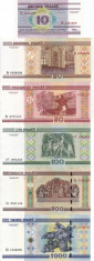 BELARUS set 6 buc. 10, 20, 50, 100, 500, 1.000 ruble 2000 (2011) UNC!!! foto