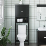 VidaXL Depozitare deasupra toaletei &bdquo;BERG&rdquo; negru 60x27x164,5 cm lemn