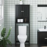 vidaXL Depozitare deasupra toaletei &bdquo;BERG&rdquo; negru 60x27x164,5 cm lemn
