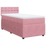Cumpara ieftin Pat box spring cu saltea, roz, 100x200 cm, catifea