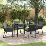 vidaXL Set de masă pentru grădină 5 pcs Negru Rattan poli