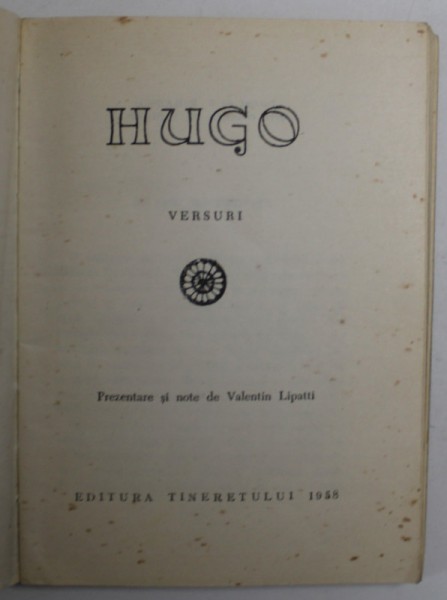 HUGO VERSURI, COLECTIA &#039; CELE MAI FRUMOASE POEZII &#039; , 1958