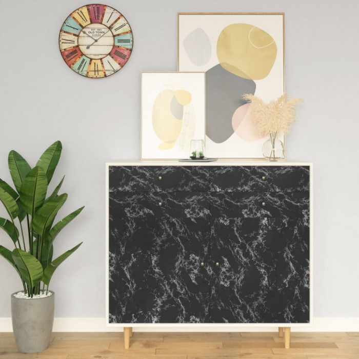 Folie de mobilier autoadeziva, negru piatra, 500x90 cm, PVC GartenMobel Dekor