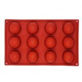 Forma Silicon pentru ciocolata, bomboane, prajituri, TopBazar, 12 semisfere, 28 x 17 cm, Maro