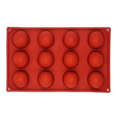 Forma Silicon pentru ciocolata, bomboane, prajituri, TopBazar, 12 semisfere, 28 x 17 cm, Maro