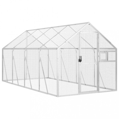 Voliera de pasari, argintiu, 1,79x4x1,85 m, aluminiu foto