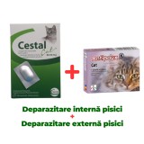 Pachet Deparazitare Pisici Cestal Intern + Antipoux Cat Extern - 1 Tableta + 1 Pipeta