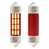 Set 2 becuri auto Vertex LED, C5W SV8.5-8, 12SMD 4014, 2.2W, 39mm, Canbus, 12-24V, leduri alb sofit Festoon