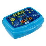 Caserolă alimentară pentru copii cu tavă și tac&acirc;muri, 550 ml, Albastru, Model Gamer, CMCLASS