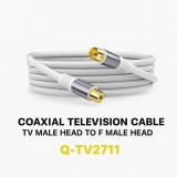Cablu Coaxial TV, 2 metri, Conector TV Tată &ndash; F Tată