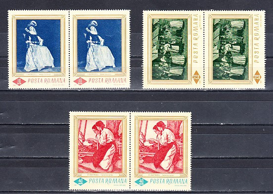 M1 TX9 1- 1967 - Reproduceri de arta - perechi de cate doua timbre