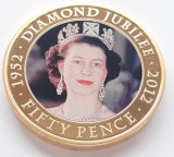 328. Moneda Guernsey 50 Pence 2011 (Queen Elizabeth II Diamond Jubilee - 1953)