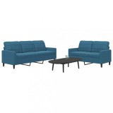 VidaXL Set de canapele cu perne, 2 piese, albastru, catifea