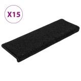 Cumpara ieftin Covorase pentru scari, 15 buc., 65x21x4 cm, margini dreptunghiulare, negre