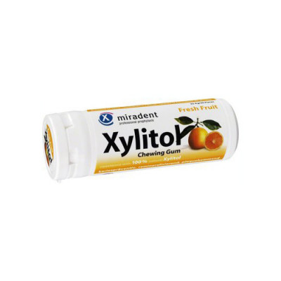 Guma Miradent Xylitol, Fructe, 30 pastile, 30g, de la 3 ani foto