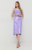 Bardot rochie culoarea violet, midi, dreaptă