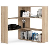 Etajera de colt pentru carti si decoratiuni, cu 3 rafturi, PAL laminat 16 mm, 174x30x109 cm, stejar sonoma Household NewTrend