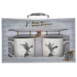Cumpara ieftin Set 2 Căni Ceramica cu Linguriță și Capac Stick to Your Dreams Iliadis Alexandros - Cani Cadou