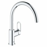 Cumpara ieftin Baterie Bucatarie Grohe Start Loop, Monocomanda, Crom Lucios, Alama, Pipa Fixa, Cartus Ceramic, Debit Ajustabil