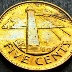 Moneda exotica 5 CENTS/ CENTI - Insulele BARBADOS, anul 2014 * cod 485 A