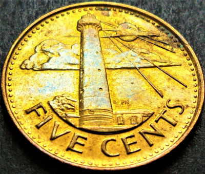 Moneda exotica 5 CENTS/ CENTI - Insulele BARBADOS, anul 2014 * cod 485 A foto