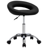 Cumpara ieftin Scaun de bucătărie pivotant, negru, piele ecologică