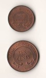 SV * Uganda LOT 5 + 10 CENTS 1966 AUNC+ / UNC, Africa, Cupru (arama)