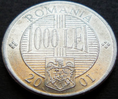 Moneda 1000 LEI - ROMANIA, anul 2001 *cod 694 - excelenta foto