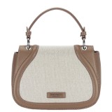 Cumpara ieftin Geanta eleganta maro taupe cu insertie textila bej DHJ943-2 17