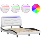 Cumpara ieftin Cadru de pat cu LED fara saltea, Hvar, alb si negru, 140x200 cm
