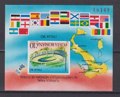 ROMANIA TURNEUL FINAL C.M.FOTBAL 1990 LP. 1238 MNH foto
