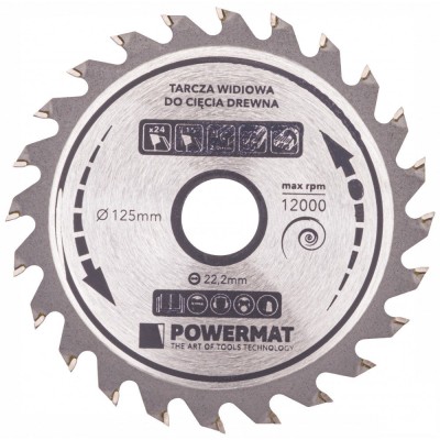 Disc circular pentru lemn TDD 125x22.2mm cu 24 dinti, Powermat foto