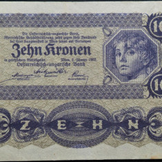 Bancnota istorica 10 COROANE / KRONEN- AUSTRIA, anul 1922 * cod 351