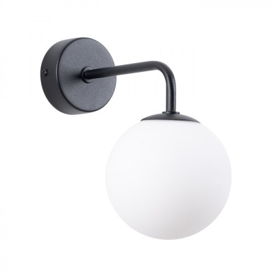 Lampă De Perete Astral Negru/Alb Din Oțel/Sticlă Cu 1 Bec Geometric Minimalist De Interior. foto
