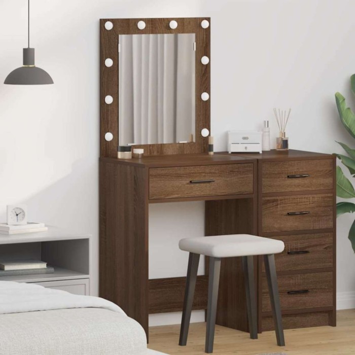 vidaXL Birou de Toaletă Stejar &icirc;nchis 50 x 41 x 135 cm Lemn compozit