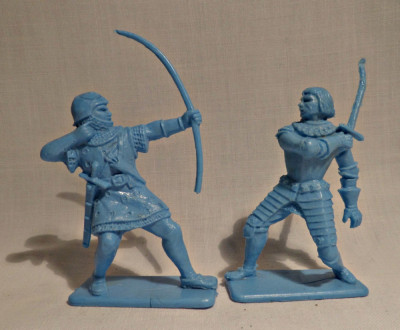 Doua figurine cavaleri Kelloggs vintage 54 mm UK 1959 surprize cereale C10 foto