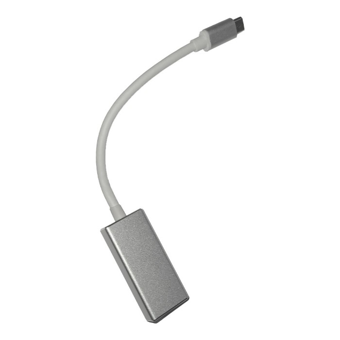 CABLU video SPACER, adaptor USB 3.1 Type-C (T) la DisplayPort (M), 15cm, rezolutie maxima 4K UHD (3840 x 2160) la 60 Hz, silver &quot;SP-CM-DPF-01&quot; (timbru